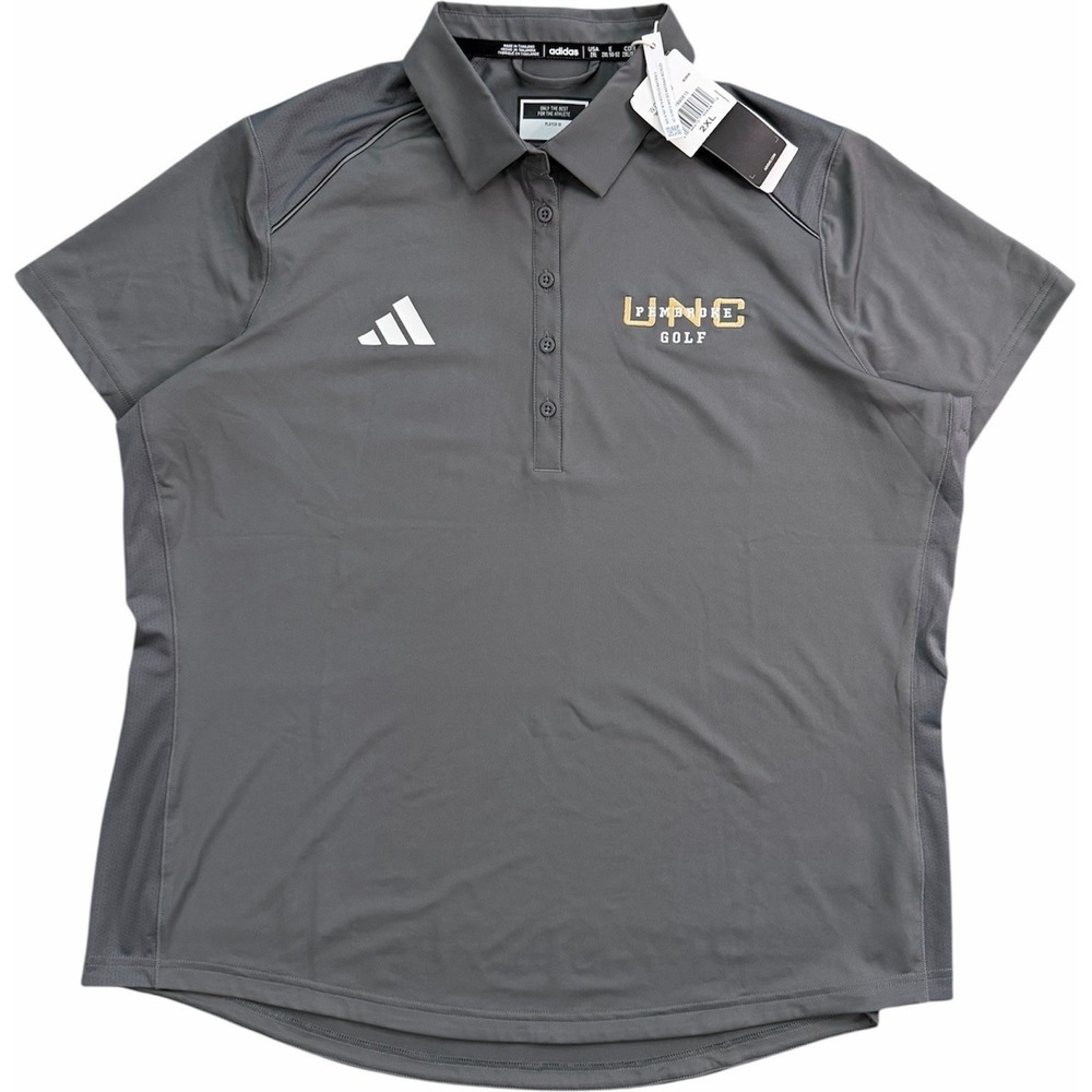 NWT Adidas UNC Pembroke Golf Performance Polo Shirt Gray Size‎ 2XL